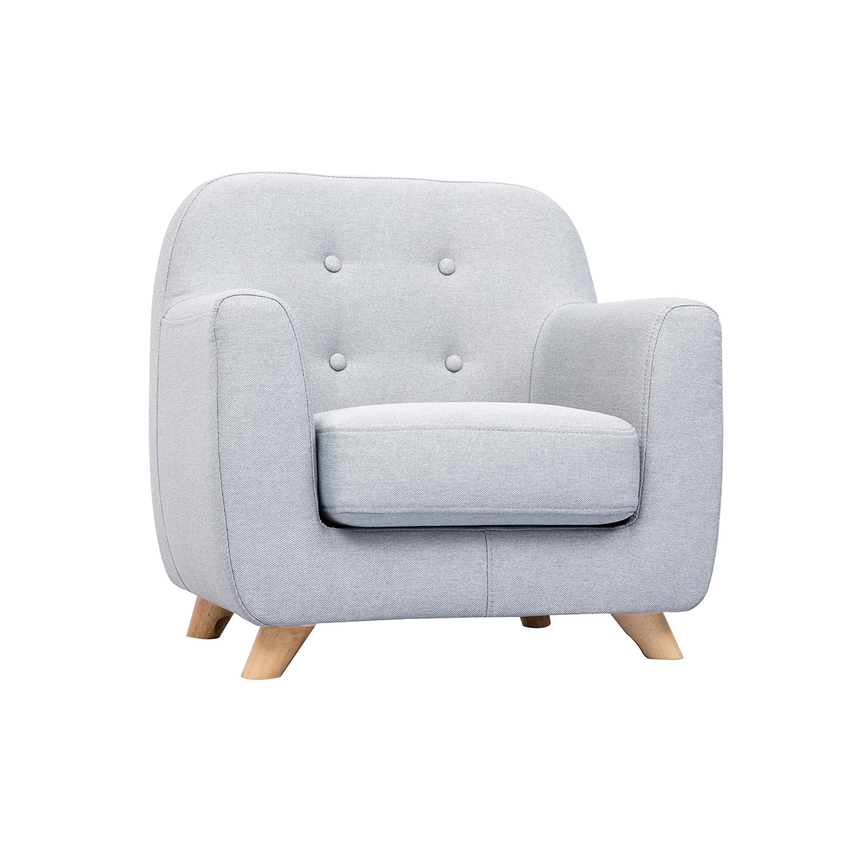 Fauteuil enfant scandinave en tissu gris clair et bois clair NORKID Fauteuil enfant scandinave en tissu gris clair et bois clair NORKID