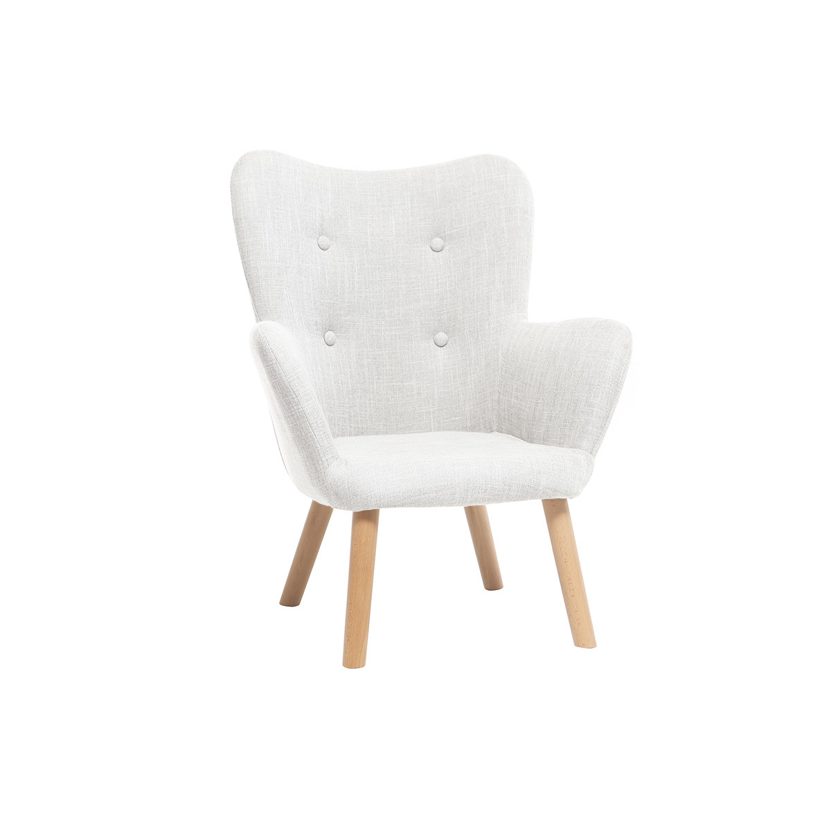 Fauteuil enfant scandinave en tissu gris polaire et bois clair BABY BRISTOL Fauteuil enfant scandinave en tissu gris polaire et bois clair BABY BRISTOL