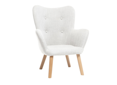 Fauteuil enfant scandinave en tissu gris polaire et bois clair BABY BRISTOL
