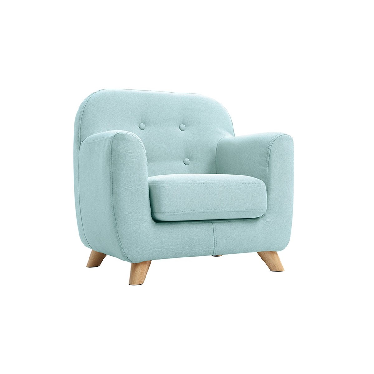 Fauteuil enfant scandinave en tissu menthe à l'eau et bois clair NORKID Fauteuil enfant scandinave en tissu menthe à l'eau et bois clair NORKID