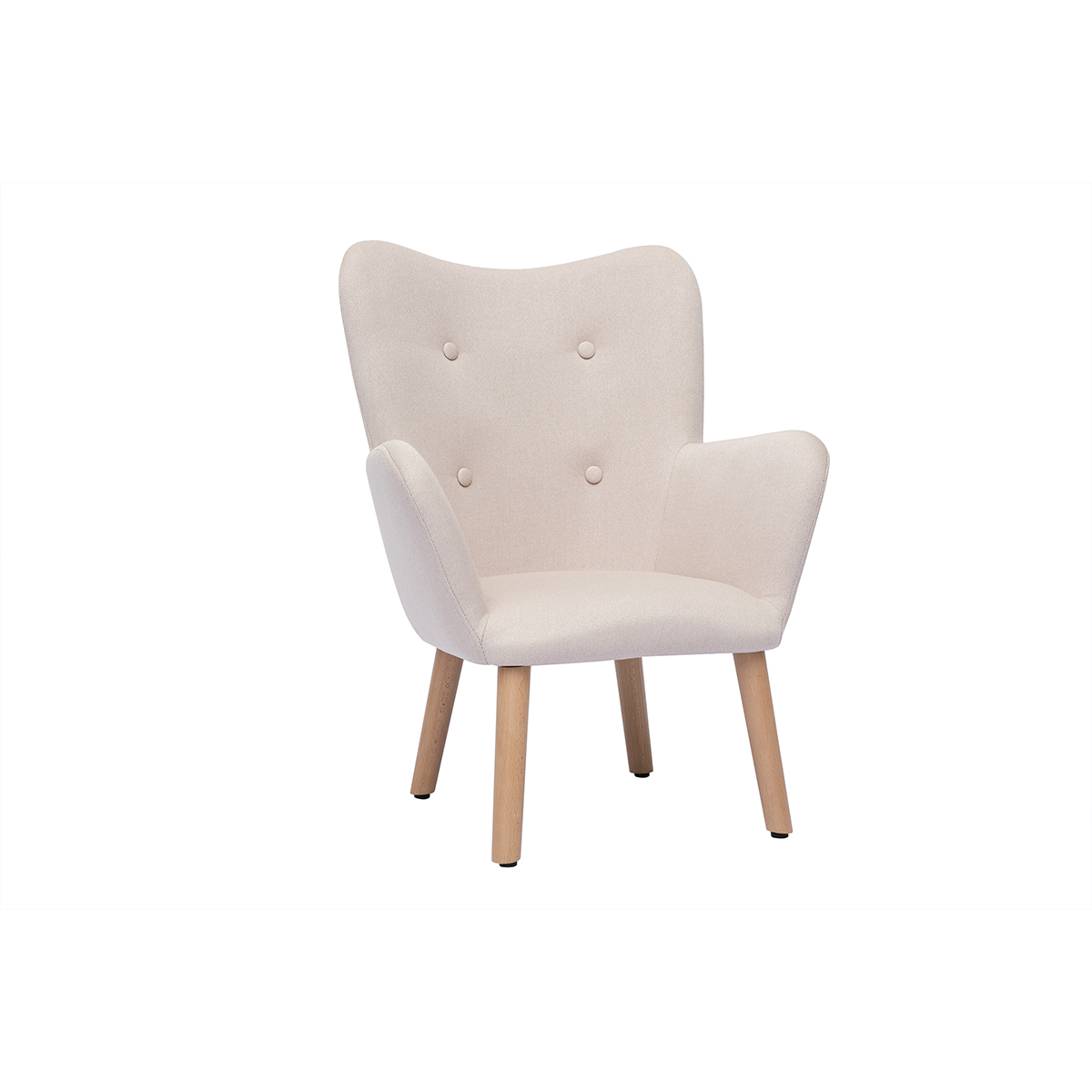 Fauteuil enfant scandinave en tissu rose poudré et bois clair BABY BRISTOL Fauteuil enfant scandinave en tissu rose poudré et bois clair BABY BRISTOL