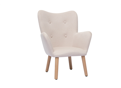 Fauteuil enfant scandinave en tissu rose poudré et bois clair BABY BRISTOL