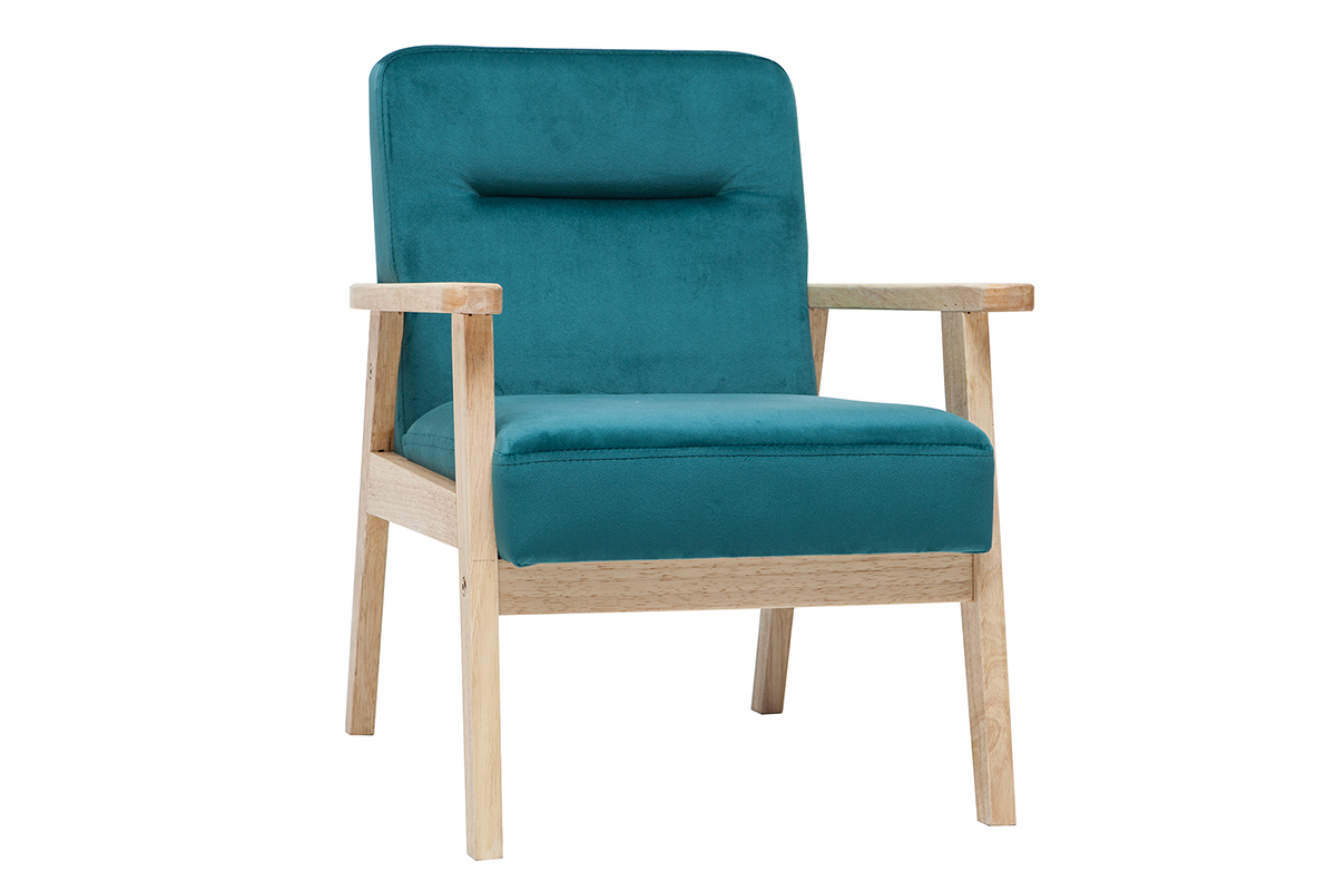 Fauteuil enfant scandinave en tissu velours bleu p�trole BABY ABYSS