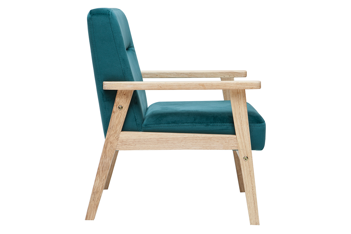 Fauteuil enfant scandinave en tissu velours bleu p�trole BABY ABYSS