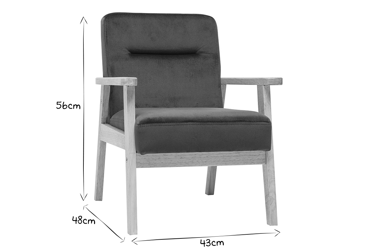 Fauteuil enfant scandinave en tissu velours bleu p�trole BABY ABYSS