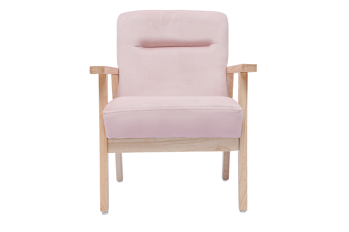 Fauteuil enfant scandinave en tissu velours rose BABY ABYSS