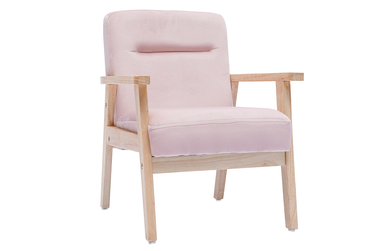 Fauteuil enfant scandinave en tissu velours rose BABY ABYSS