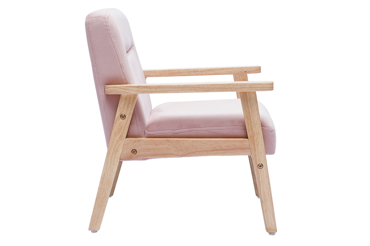 Fauteuil enfant scandinave en tissu velours rose BABY ABYSS