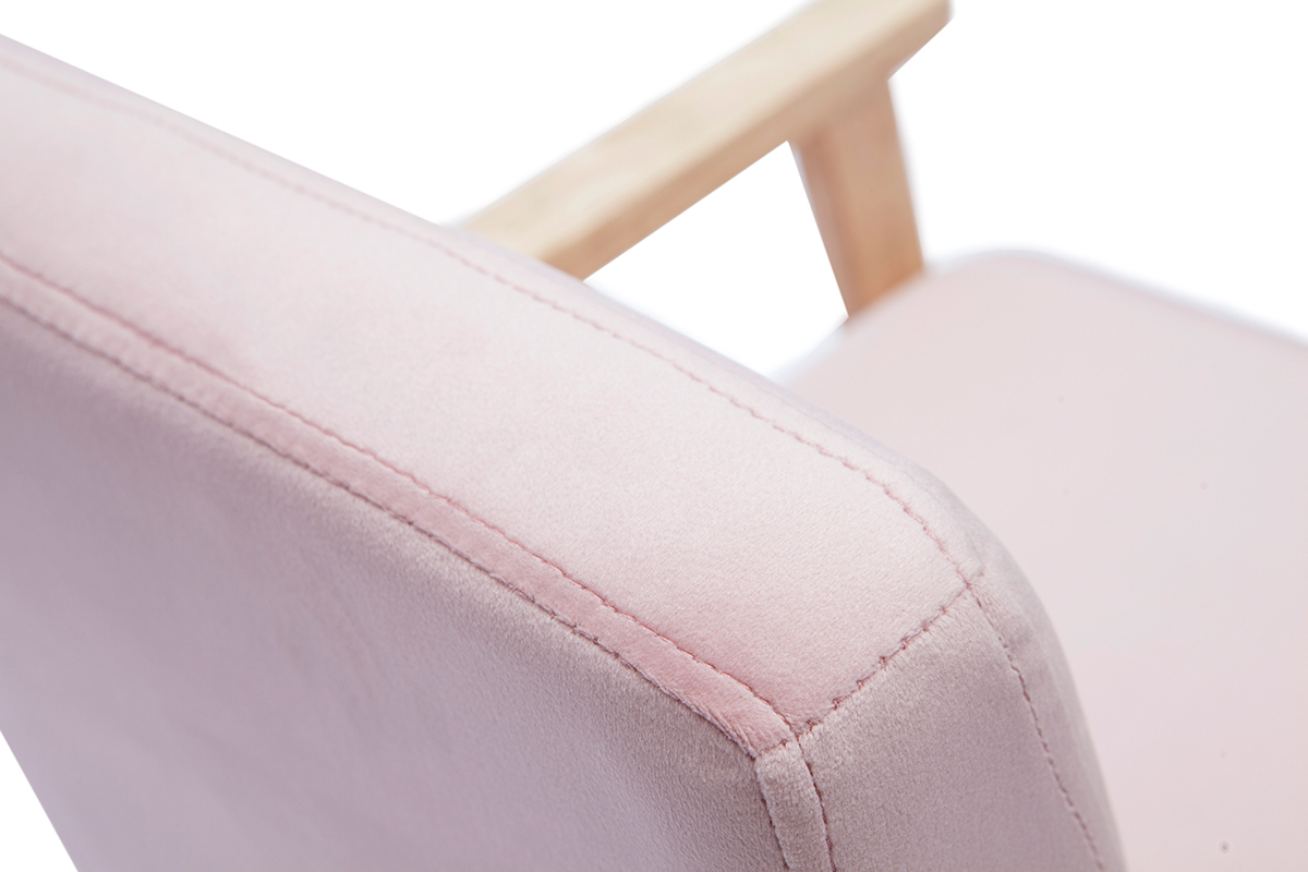 Fauteuil enfant scandinave en tissu velours rose BABY ABYSS