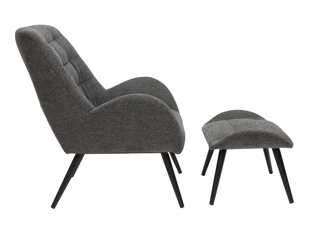 Fauteuil Et Repose Pieds Design En Tissu Gris Zoe Miliboo