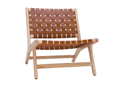 Fauteuil ethnique en bois et sangles tressées marron BONDI