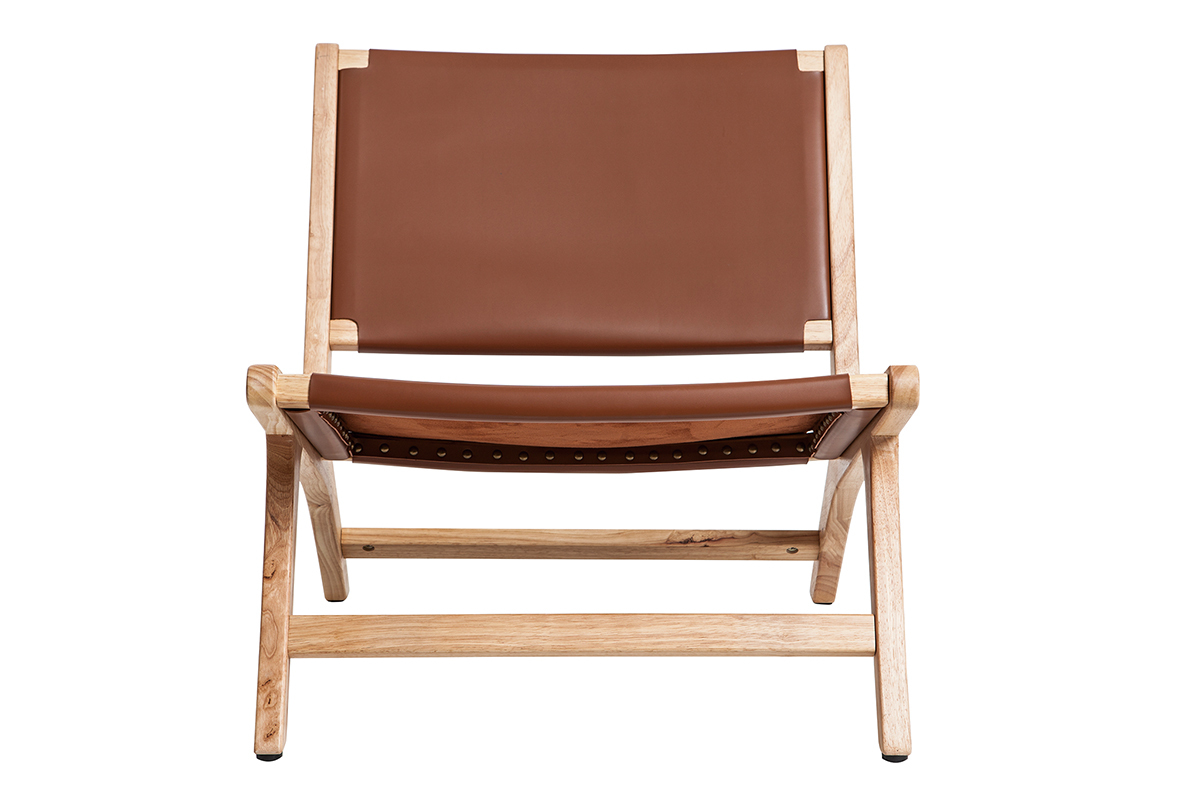 Fauteuil ethnique marron et bois clair BONDI