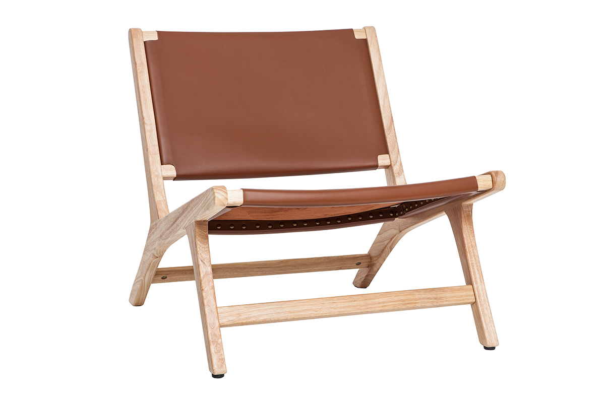 Fauteuil ethnique marron et bois clair BONDI