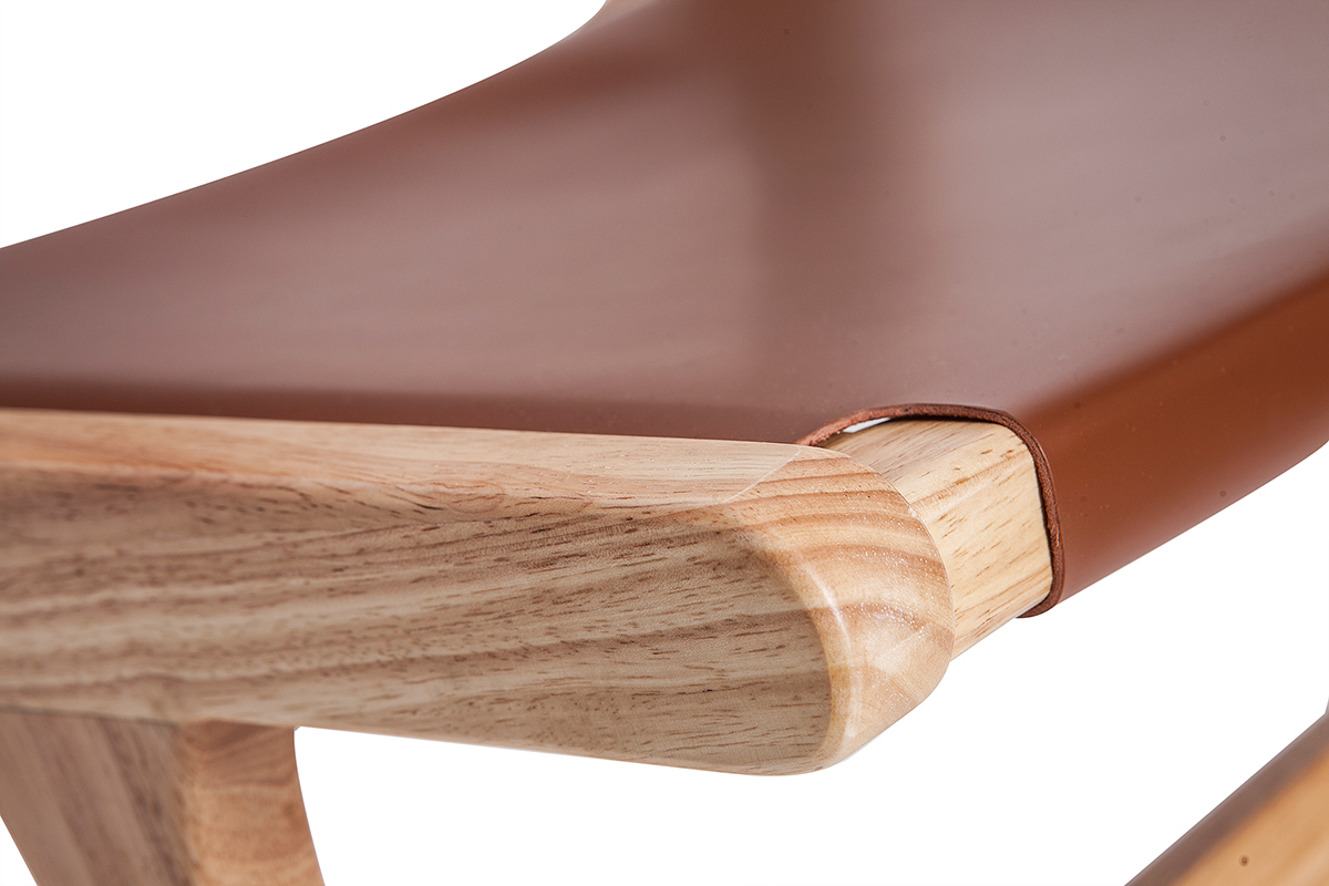 Fauteuil ethnique marron et bois clair BONDI