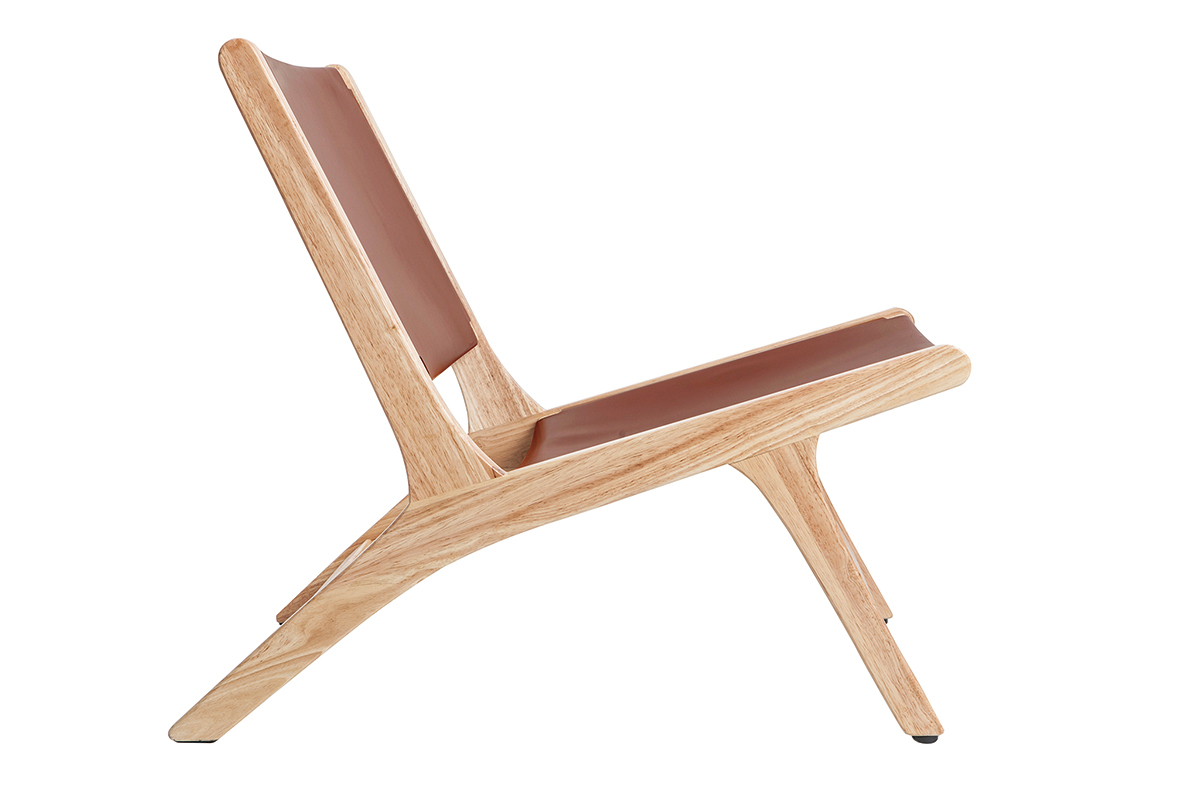 Fauteuil ethnique marron et bois clair BONDI