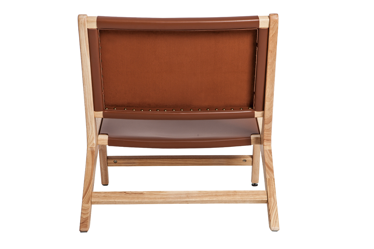 Fauteuil ethnique marron et bois clair BONDI