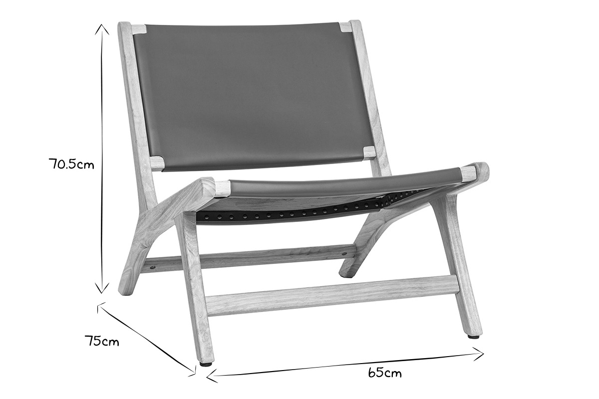 Fauteuil ethnique marron et bois clair BONDI