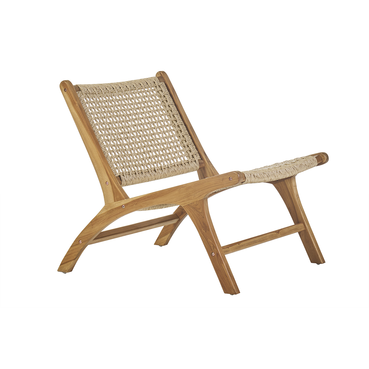 Fauteuil lounge en bois teck massif et corde tressée SUMBA Fauteuil lounge en bois teck massif et corde tressée SUMBA