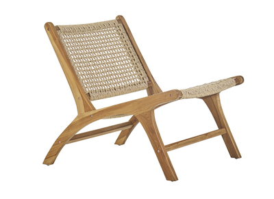 Fauteuil lounge en bois teck massif et corde tressée SUMBA