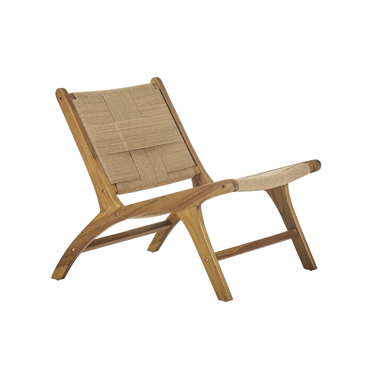 Fauteuil lounge en bois teck massif et corde tressée YARI Fauteuil lounge en bois teck massif et corde tressée YARI