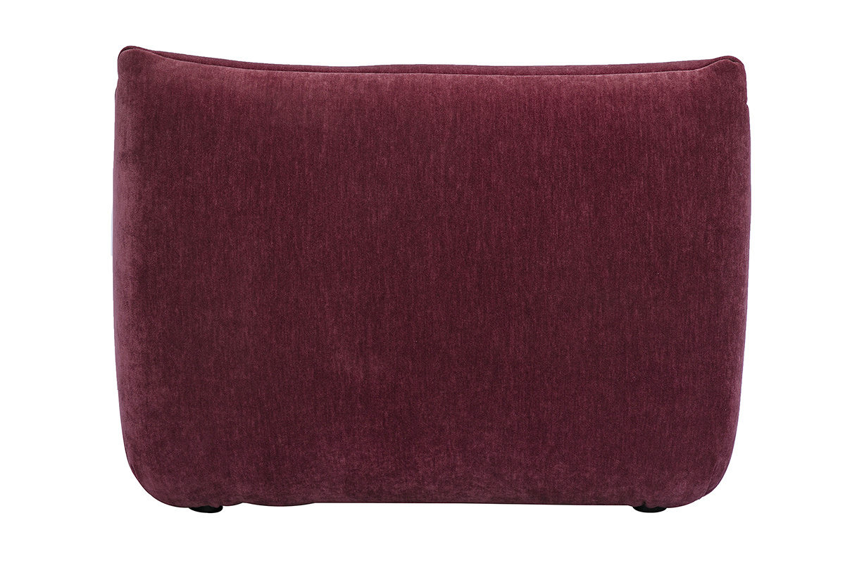 Vue arri�re du fauteuil lounge en tissu effet velours prune BUMPY