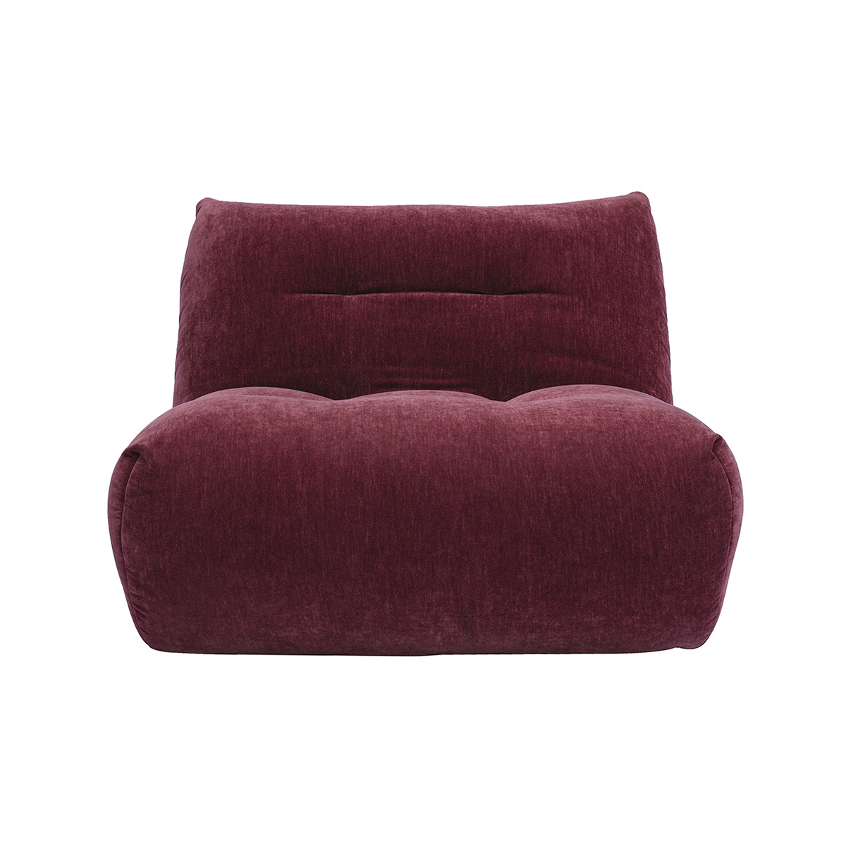 Fauteuil lounge en tissu effet velours prune BUMPY Fauteuil lounge en tissu effet velours prune BUMPY
