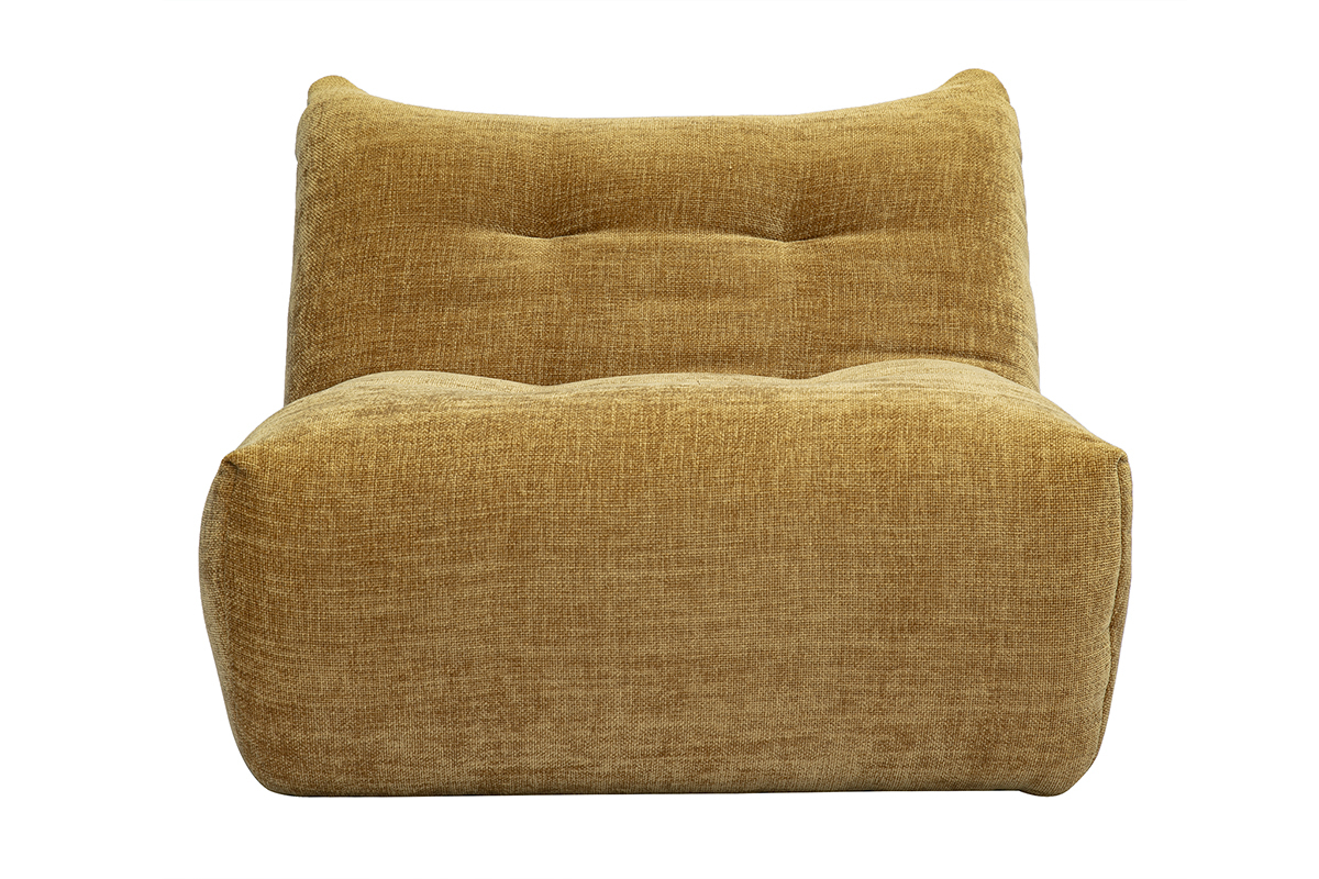 Fauteuil lounge velours textur� bronze BUMPY, vue de face.