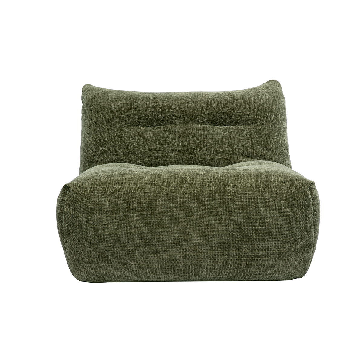 Fauteuil lounge en tissu effet velours texturé vert kaki BUMPY Fauteuil lounge en tissu effet velours texturé vert kaki BUMPY
