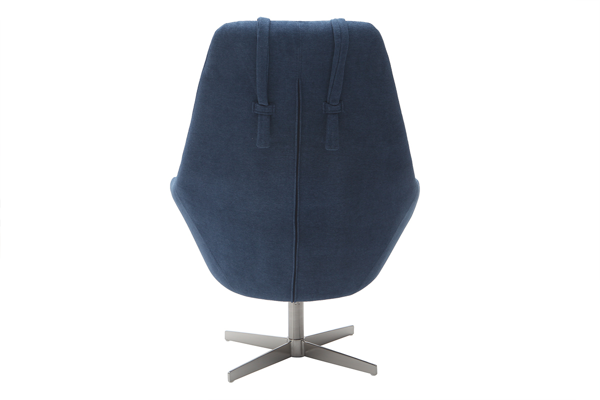 Fauteuil pivotant design en tissu bleu et m�tal noir AMADEO
