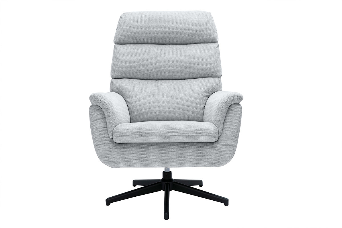 Fauteuil pivotant en tissu chenille gris et mtal noir JONAH