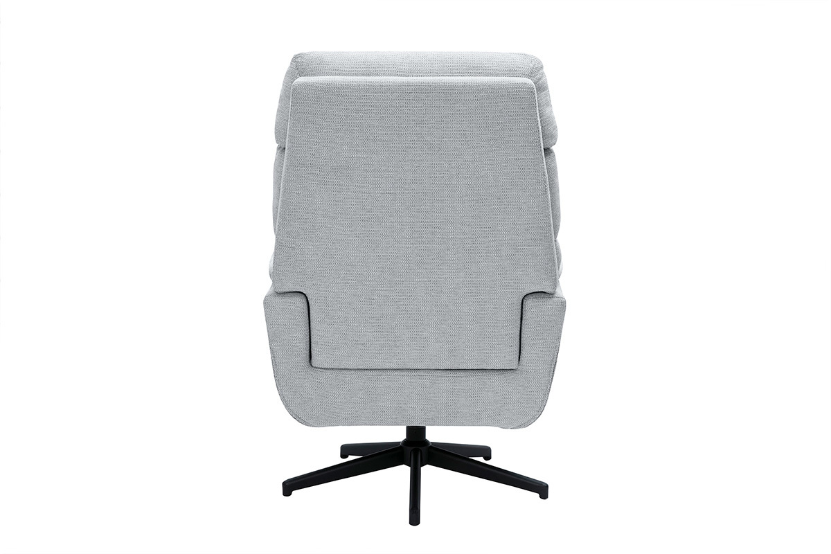 Fauteuil pivotant JONAH en tissu chenille gris avec base en mtal noir