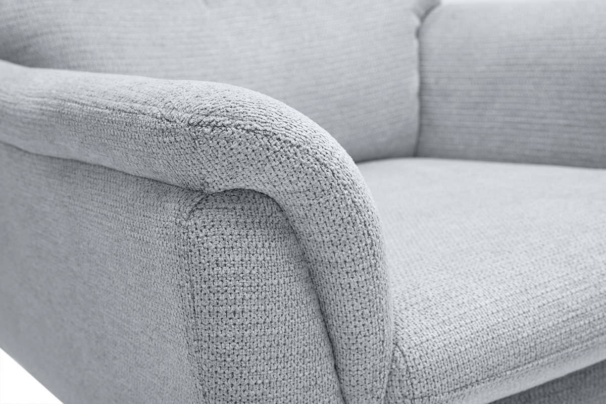 Fauteuil pivotant en tissu chenille gris et mtal noir JONAH.