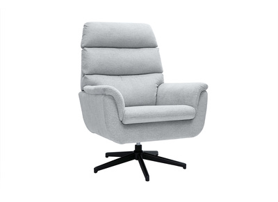 Fauteuil pivotant en tissu chenille gris et métal noir JONAH