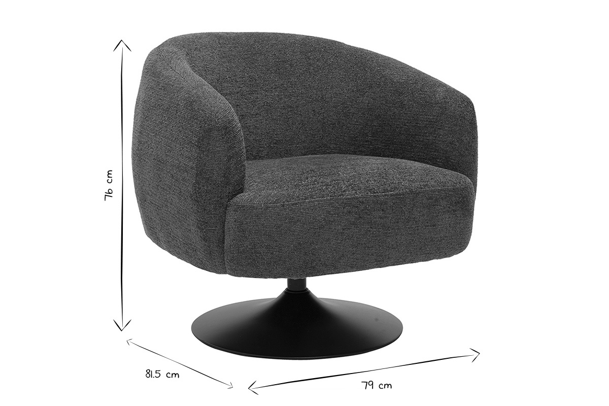 Fauteuil pivotant noir et blanc avec dimensions 79x81.5x76 cm.