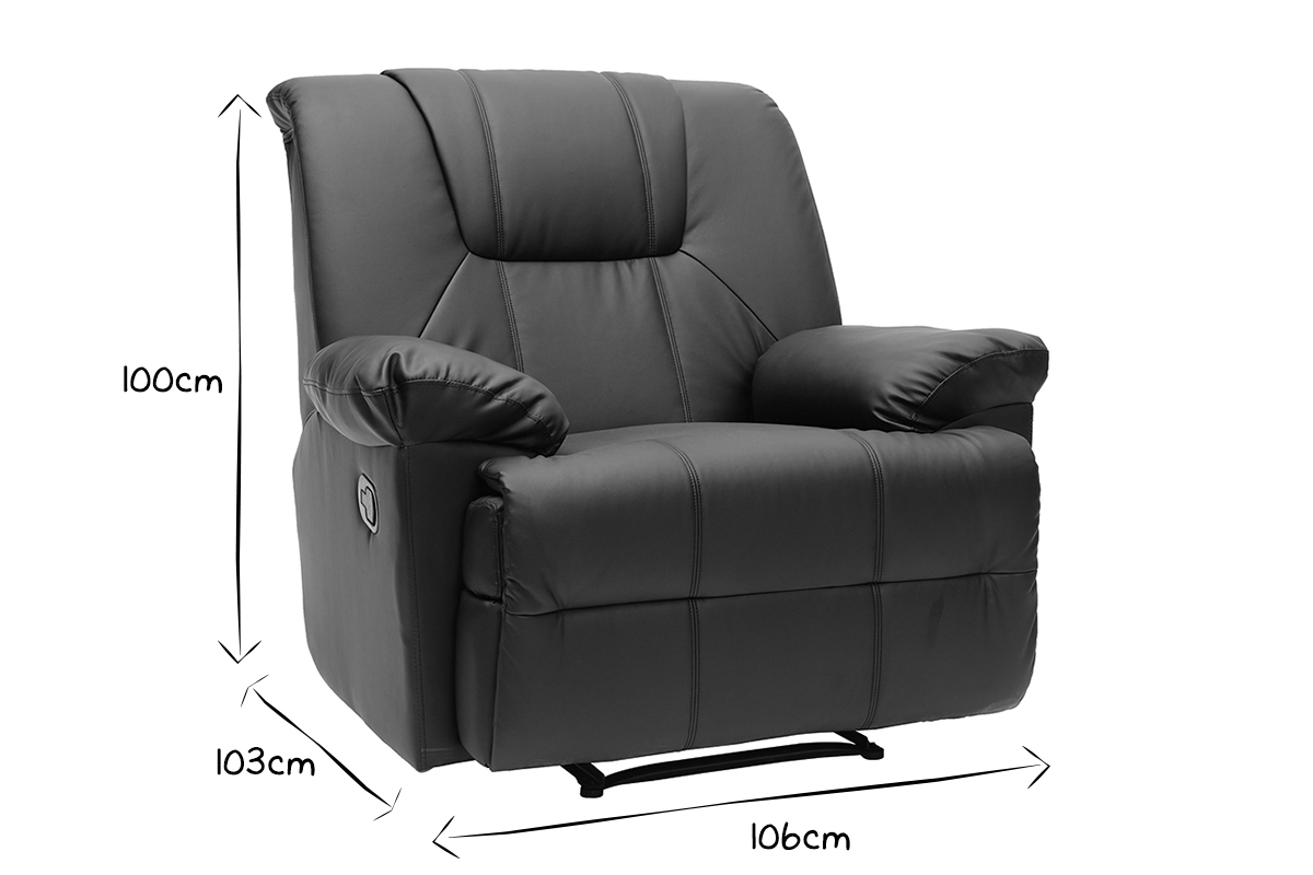 Fauteuil relax manuel noir ROSS