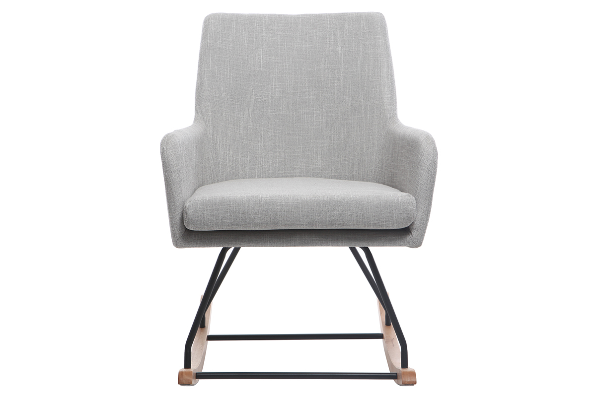 Fauteuil rocking chair design en tissu gris clair SHANA