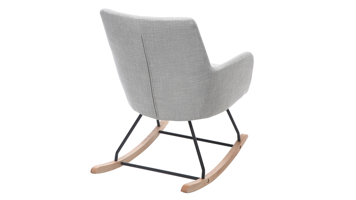 Fauteuil rocking chair design en tissu gris clair SHANA