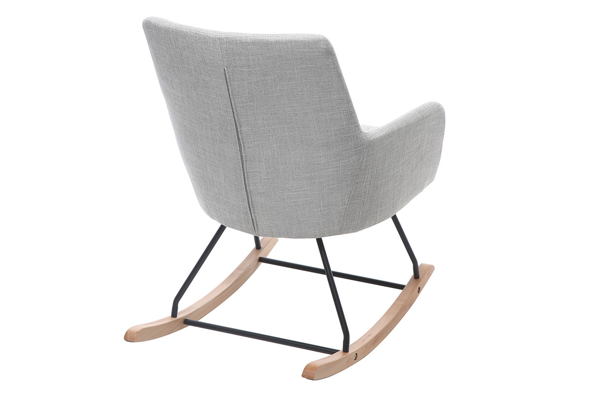 Fauteuil rocking chair design en tissu gris clair SHANA