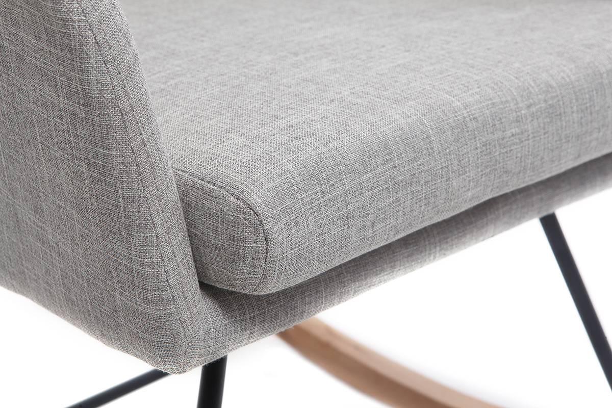 Fauteuil rocking chair design en tissu gris clair SHANA