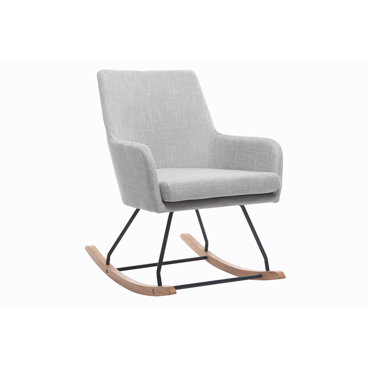 Fauteuil rocking chair design en tissu gris clair SHANA vue1