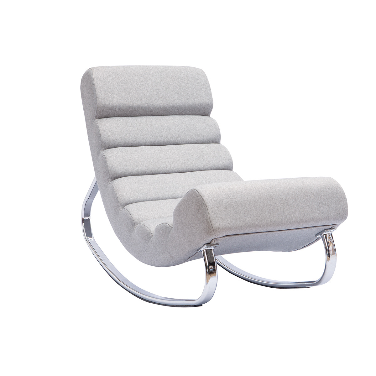Fauteuil rocking chair design en tissu gris clair TAYLOR vue1