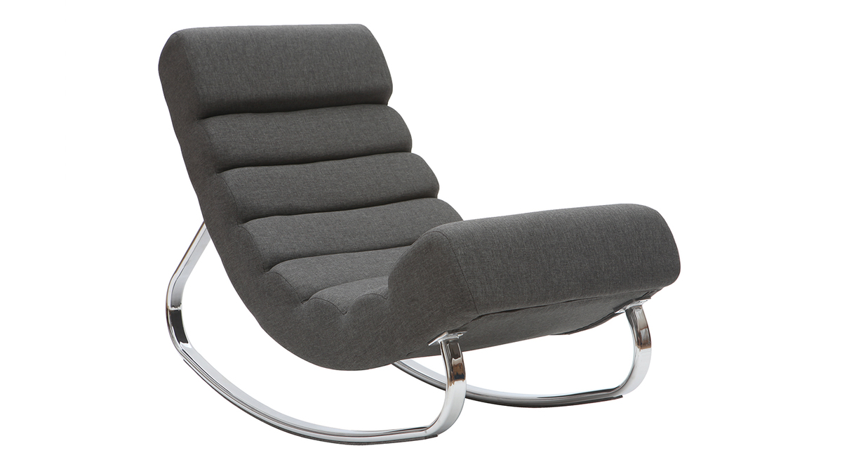 Fauteuil rocking chair design en tissu gris foncé TAYLOR