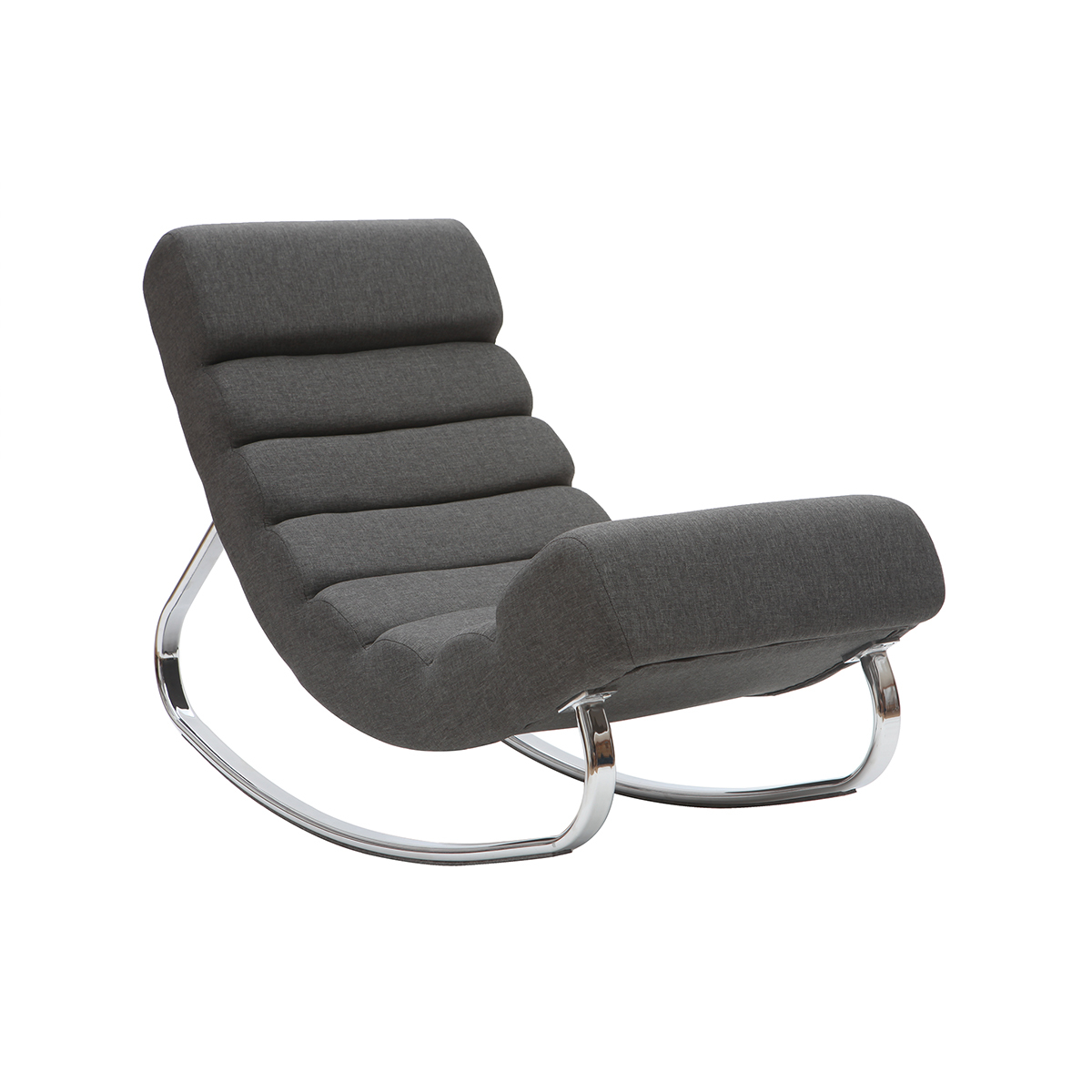 Fauteuil rocking chair design en tissu gris foncé TAYLOR vue1