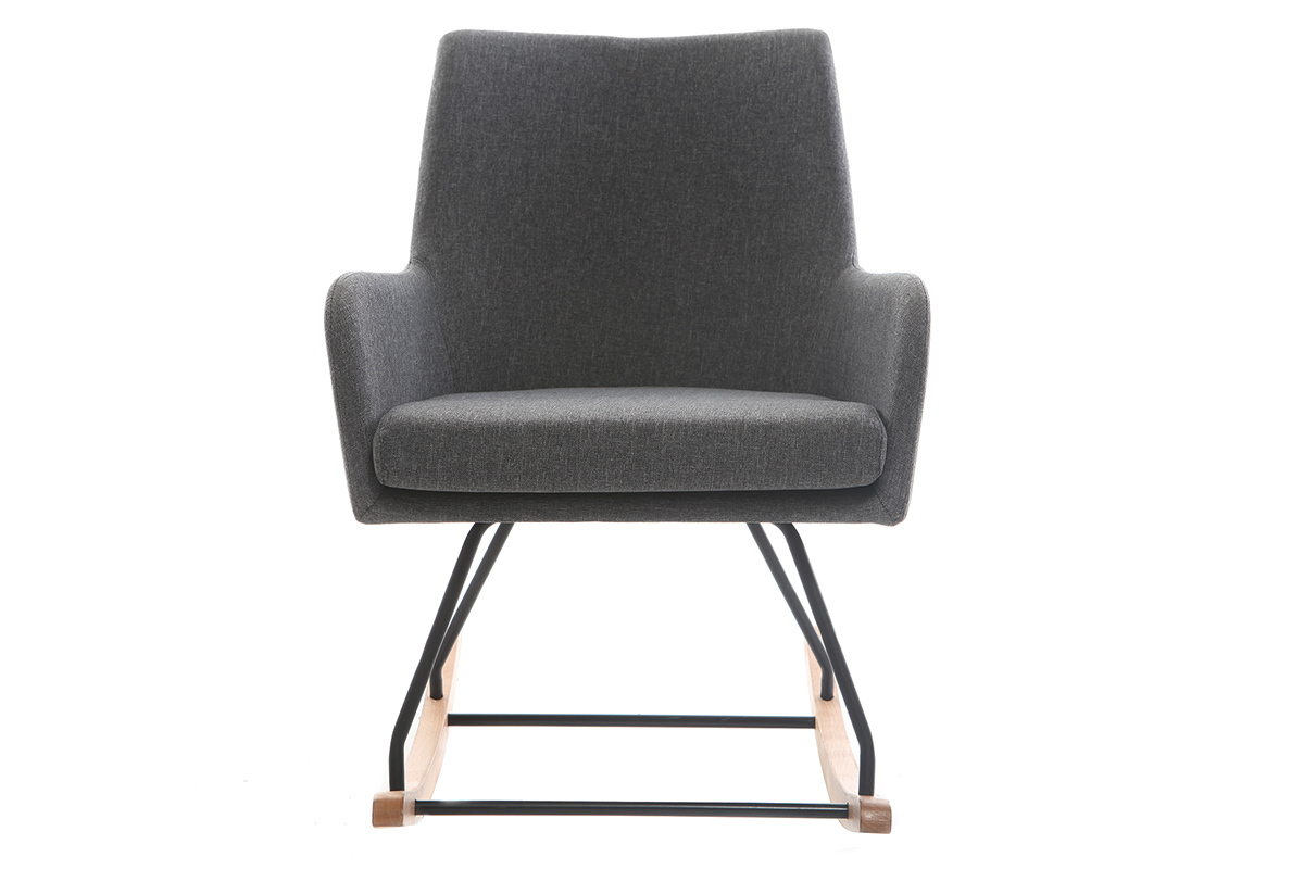 Fauteuil rocking chair design tissu gris fonc� SHANA