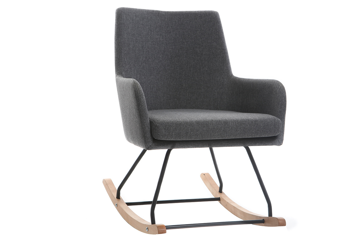 Fauteuil rocking chair design tissu gris fonc� SHANA