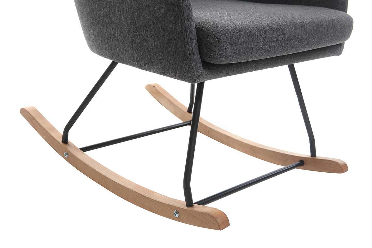 Fauteuil rocking chair design tissu gris fonc� SHANA