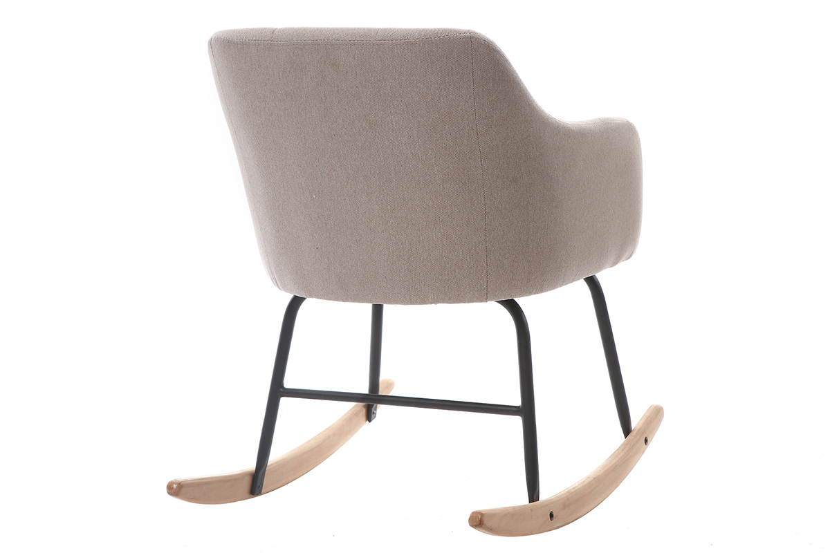 Fauteuil rocking chair design tissu naturel BALTIK