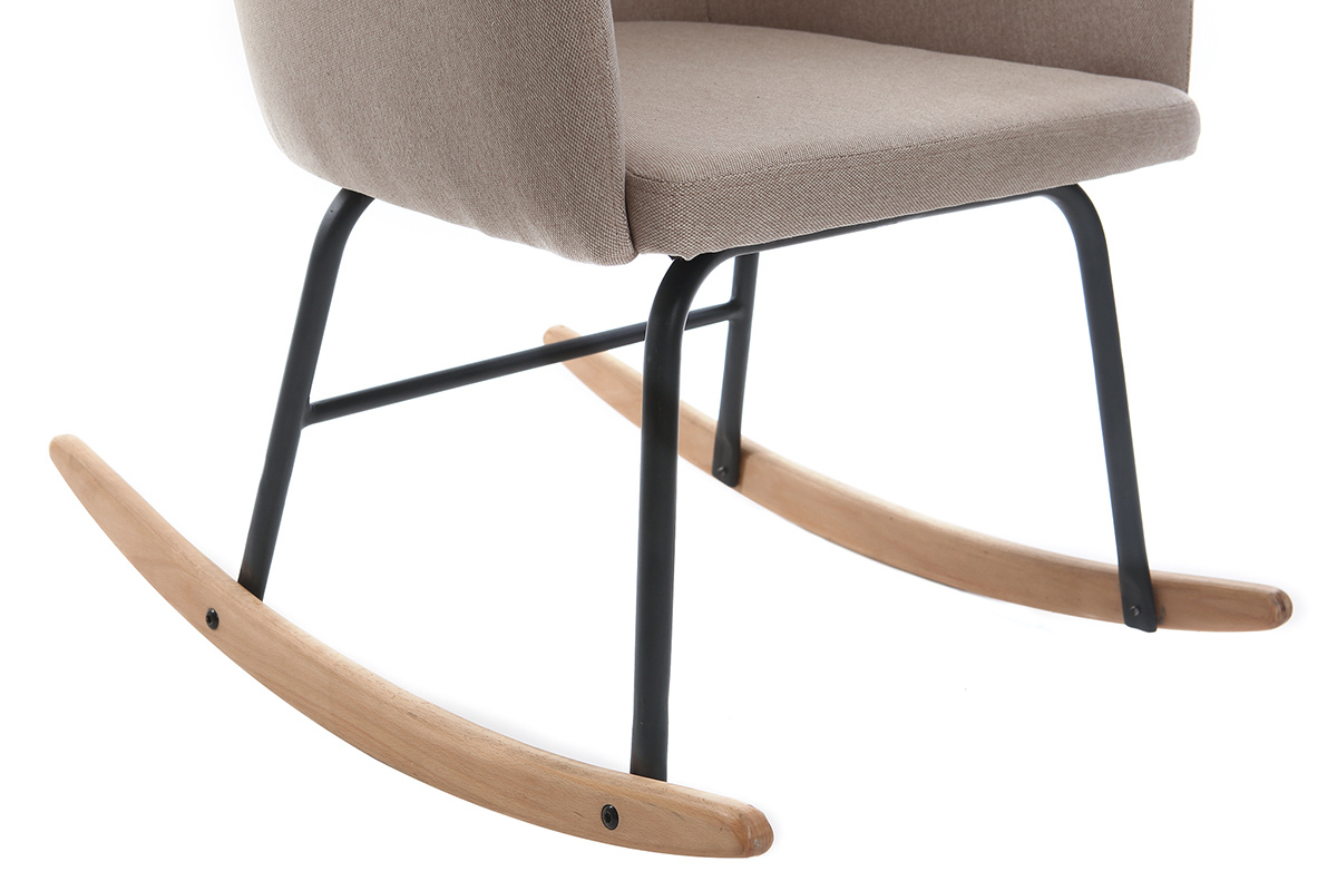Fauteuil rocking chair design tissu naturel BALTIK