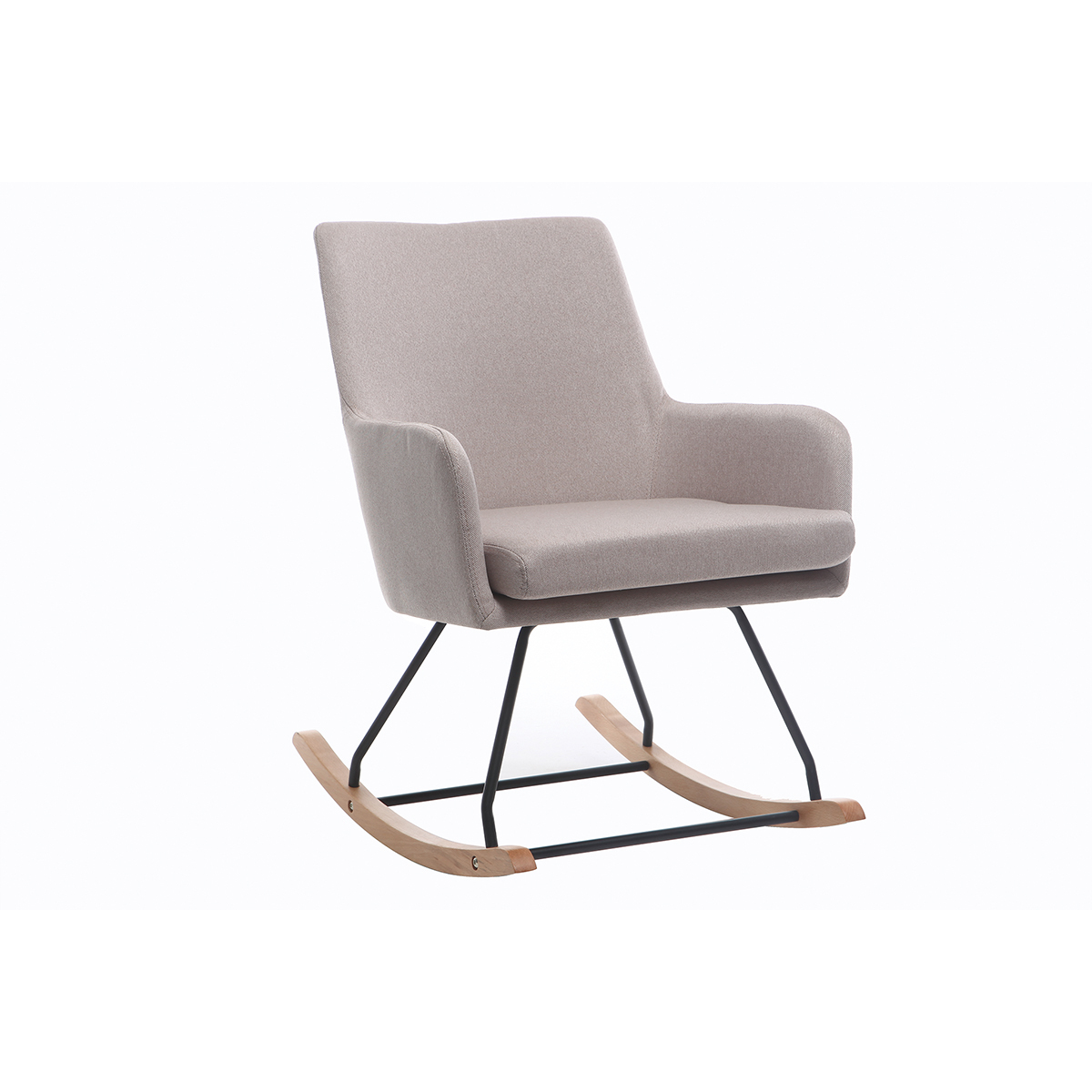 Fauteuil rocking chair design tissu naturel SHANA vue1