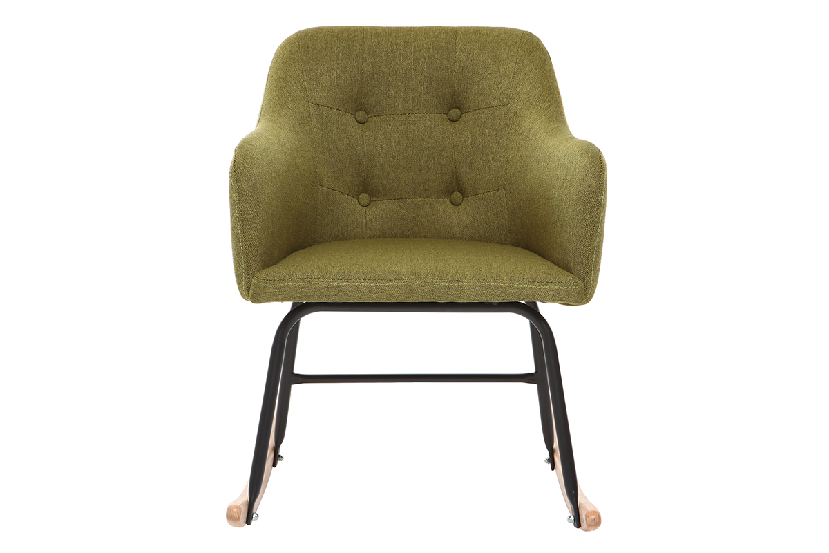 Fauteuil rocking chair design tissu vert BALTIK